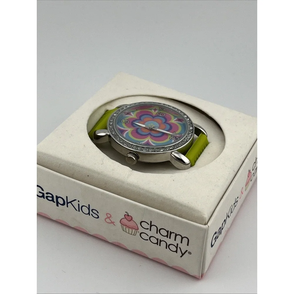 Gap Kids‎ Charm Candy Flower Dial Watch Green Silicone Band- New Battery